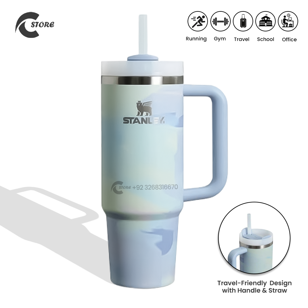 40oz Stainless Steel Vacuum Insulated Stanley Tumbler With Handle| Leak Proof & BPA-Free | Stainless Steel Tumbler With Handle & Straw