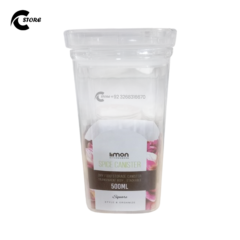 Limon Spice Canister Jar | Different Sizes of 270ml , 400ml & 500ml | Airtight Food Storage Container with Easy-Lock Lid & Flexible Seal for Kitchen Organization