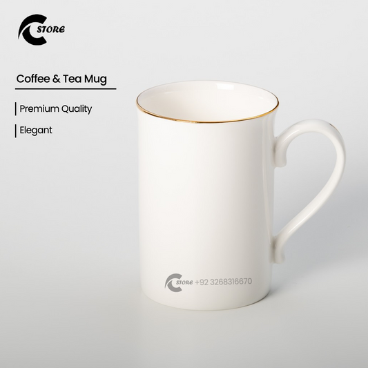 Juice Mug Set of 6 Pieces | 300ml Gold Rim Mugs for Modern Table Settings | Hygienic, Heat-Resistant &amp; Luxurious Design