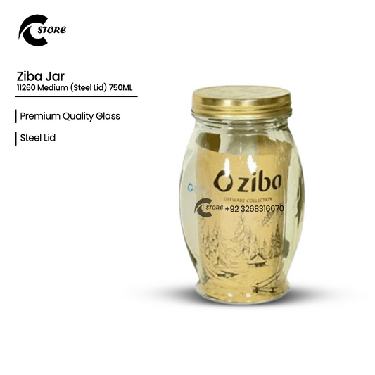 Ziba Glass Storage Jar With Steel Lid | Available in Various Sizes | Airtight Food Container for Spices, Beans, Candy &amp; More