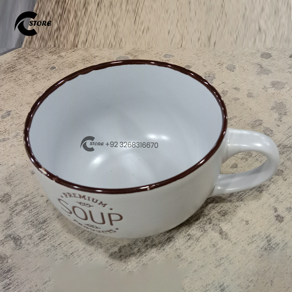 Microwave Compatible Ceramic Soup Bowl With Handle for Easy Holding | Soup Bowl