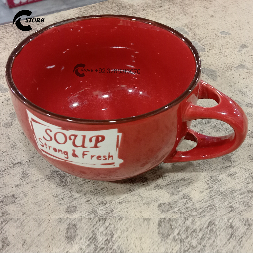 Microwave Compatible Ceramic Soup Bowl With Handle for Easy Holding | Soup Bowl