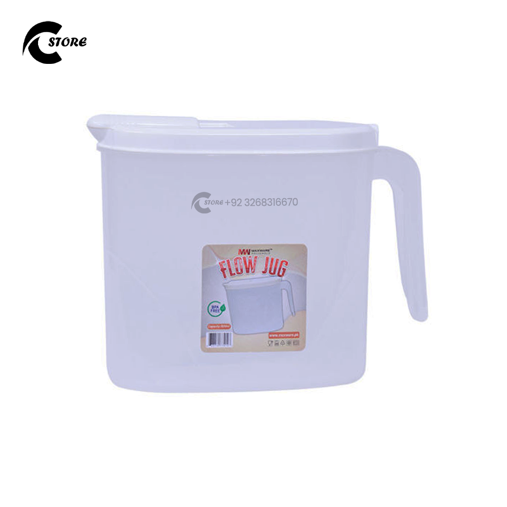 Pack of 2 Flow Jug 1500ml | Multipurpose Plastic Jug for Oil, Water & Beverages | Premium Virgin Plastic with Stylish Lid & Handle | Dust-Proof, Spill-Free Pouring