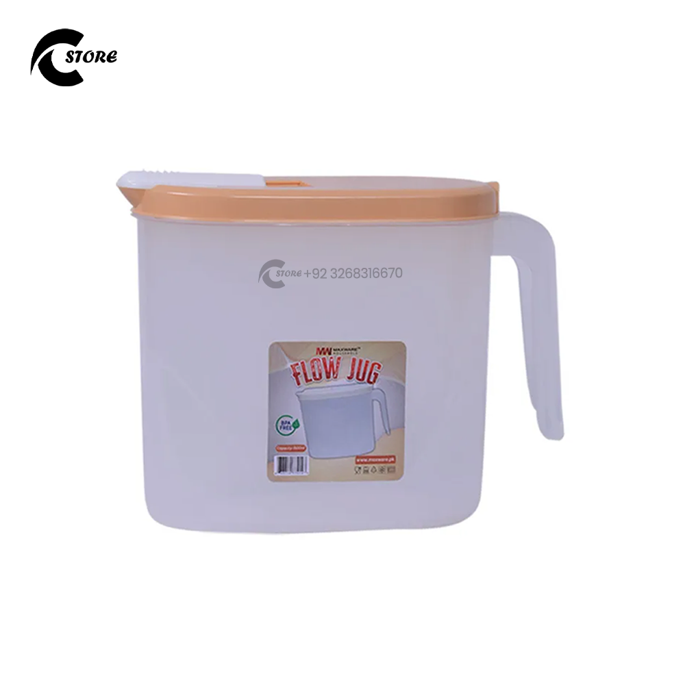 Pack of 2 Flow Jug 1500ml | Multipurpose Plastic Jug for Oil, Water & Beverages | Premium Virgin Plastic with Stylish Lid & Handle | Dust-Proof, Spill-Free Pouring