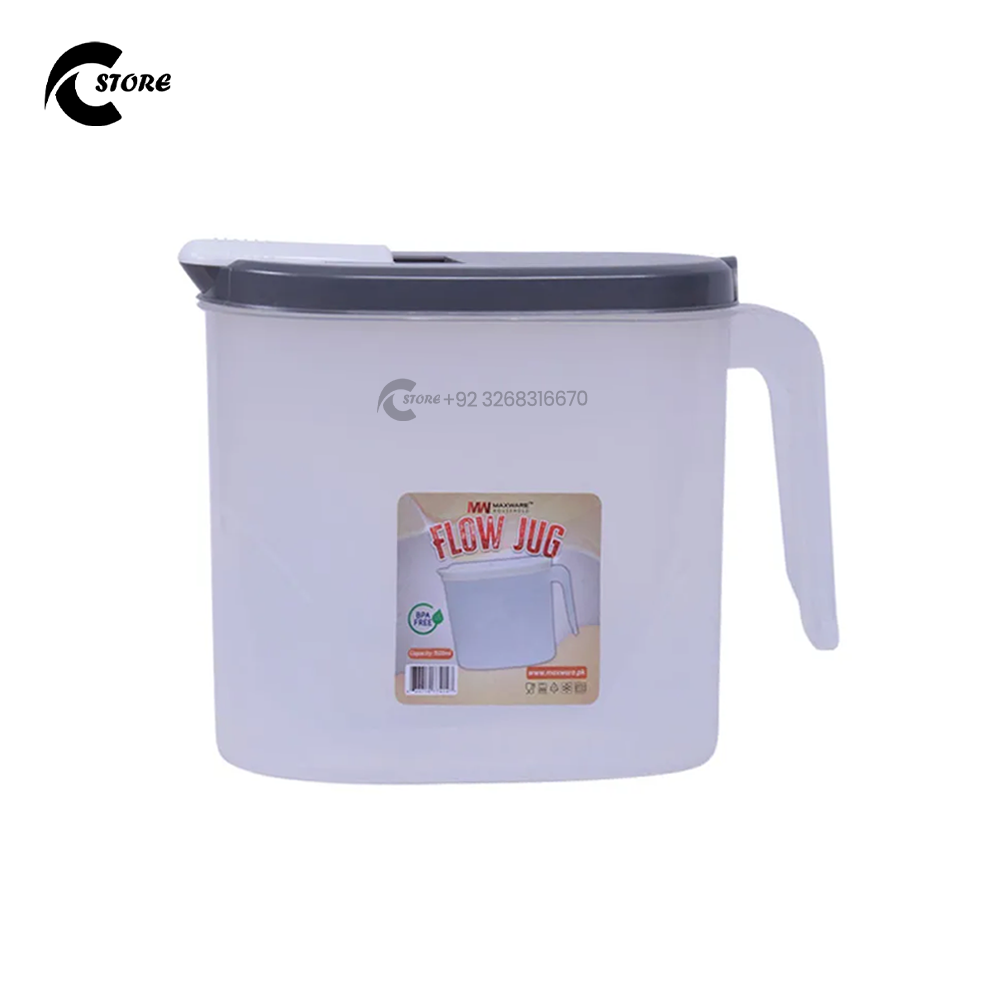 Pack of 2 Flow Jug 1500ml | Multipurpose Plastic Jug for Oil, Water & Beverages | Premium Virgin Plastic with Stylish Lid & Handle | Dust-Proof, Spill-Free Pouring
