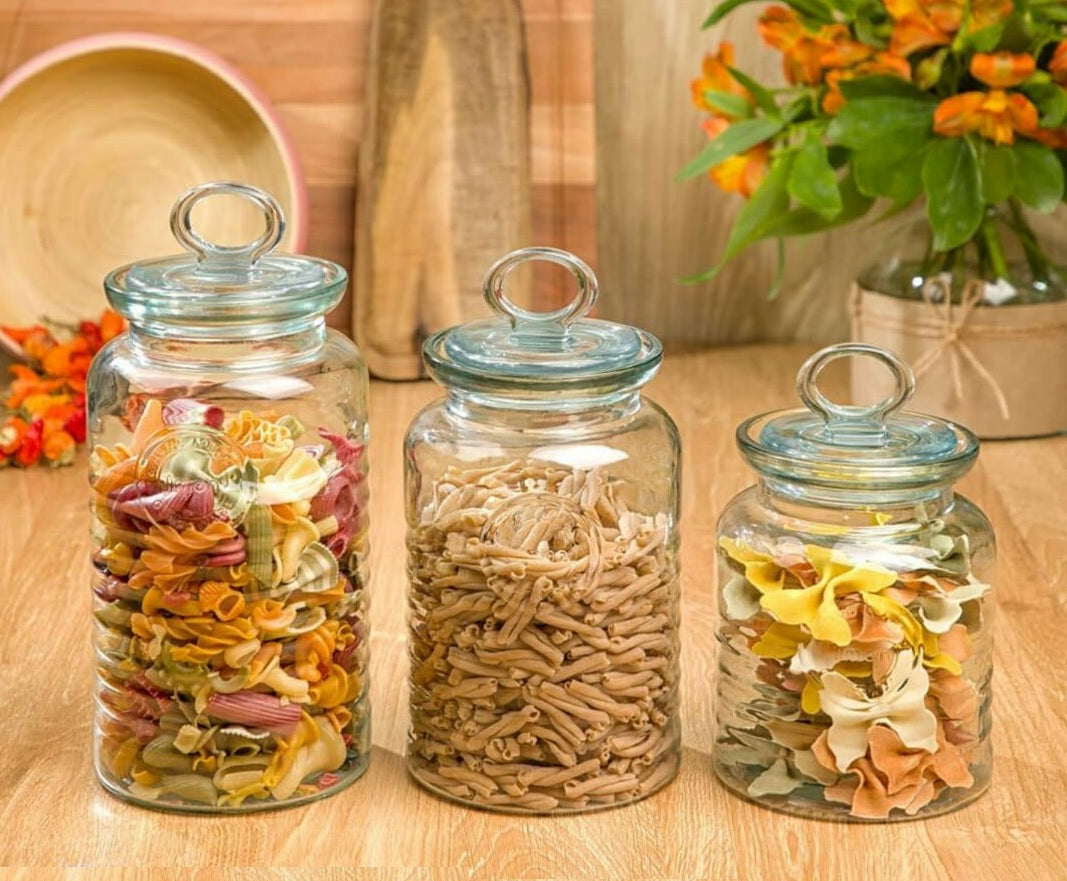 Ziba Jar 2L | Extra Large Size | Premium Glass Storage Jar With Metal Patterned Lid | Ideal for Storing Beans, Spices, Candies &amp; Dry Fruits
