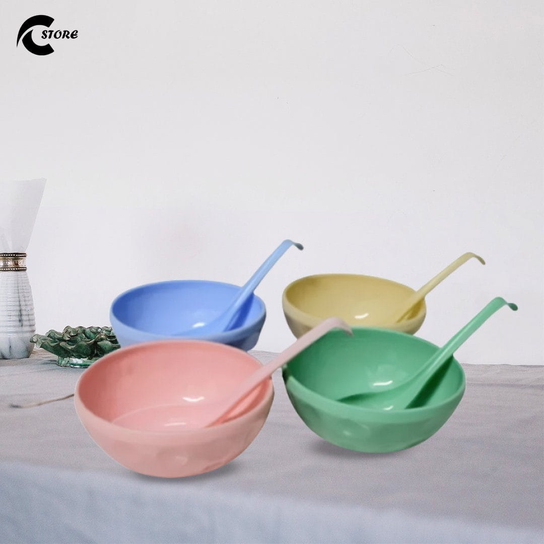 4 Pcs Fun Multi-Colored Polypropylene Bowls Set for Kids & Adults | Kids Bowls  | Kids Dinnerware Set | Mixing Bowl Set