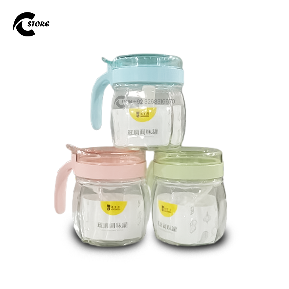 350ml Suger Pot | Glass Cruet & Masala Jar for Spices, Oil, Vinegar, and Kitchen Storage | Airtight Lid & Easy-Pour Design