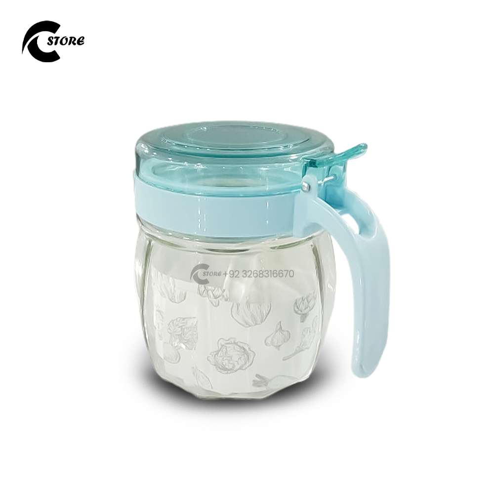 350ml Suger Pot | Glass Cruet & Masala Jar for Spices, Oil, Vinegar, and Kitchen Storage | Airtight Lid & Easy-Pour Design