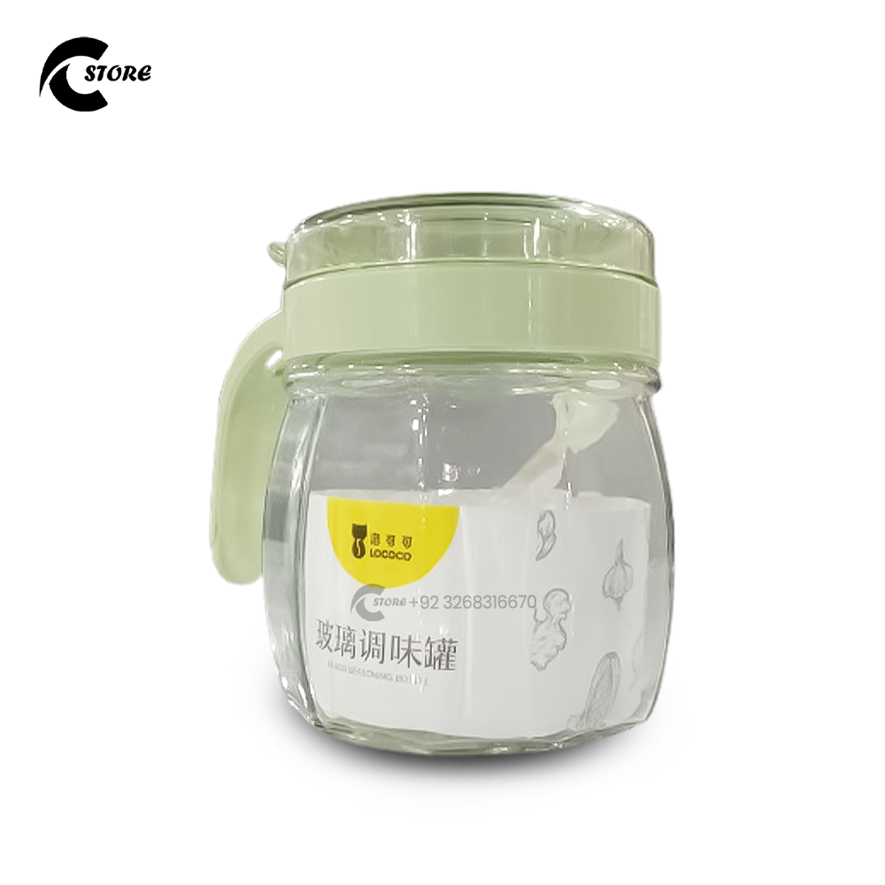 350ml Suger Pot | Glass Cruet & Masala Jar for Spices, Oil, Vinegar, and Kitchen Storage | Airtight Lid & Easy-Pour Design