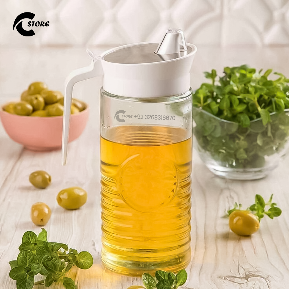 Limon 400ml Oil Dispenser Jar | Premium Glass Container for Sugar, Salt, Oil and Spices | Airtight Multipurpose Spice Jar