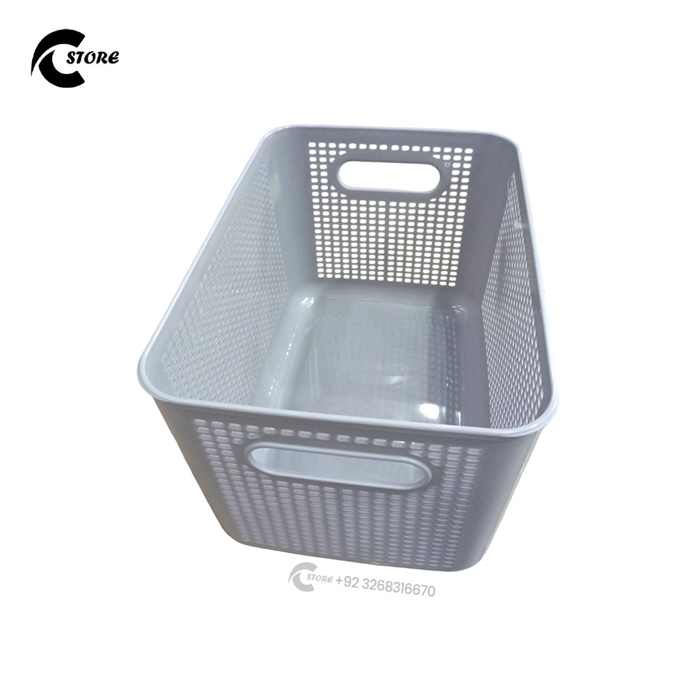 Deluxe Storage Basket With Lid AH-140  | Food-Grade Plastic Container | Multi-Purpose Organizer for Home, Books & Clothes