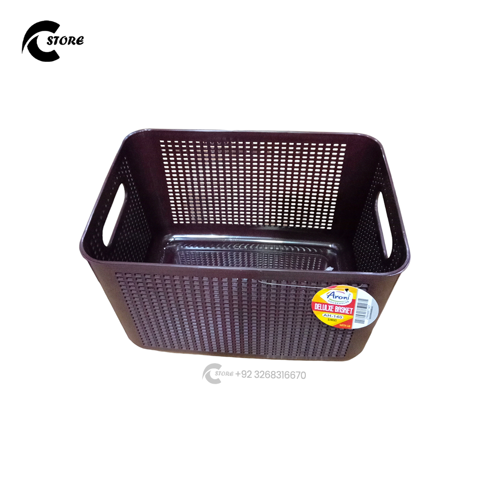 Deluxe Storage Basket With Lid AH-140  | Food-Grade Plastic Container | Multi-Purpose Organizer for Home, Books & Clothes