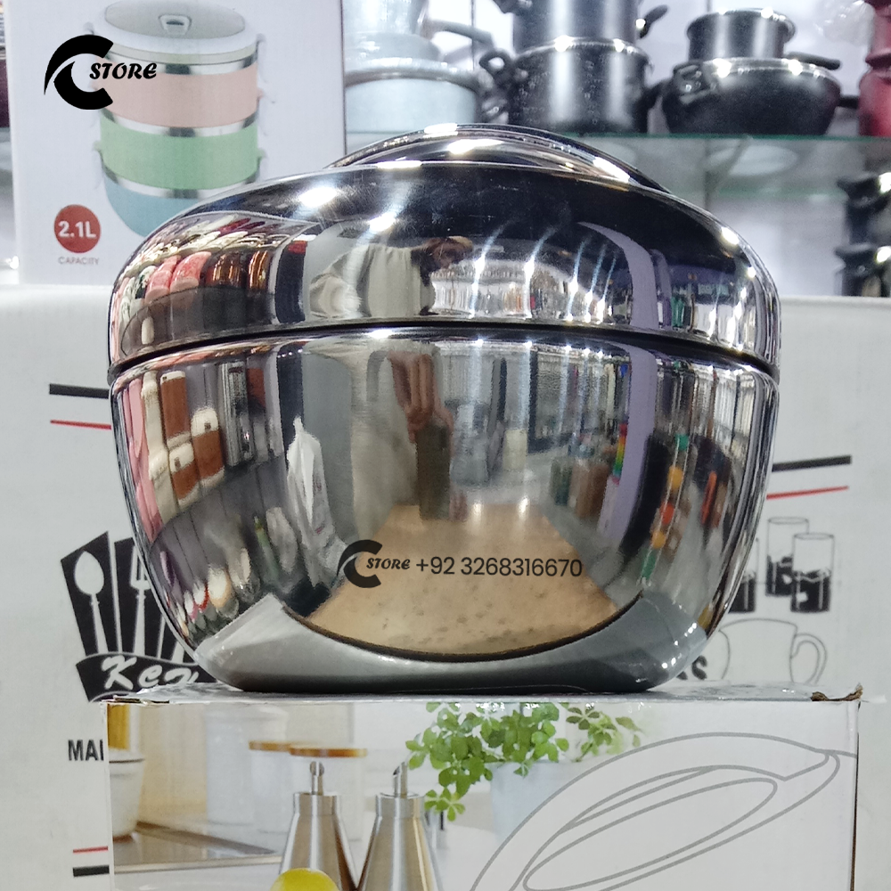 Double Wall Stainless Steel Apple Lunch Box With Handle | Three Different Sizes | Lunch Box set