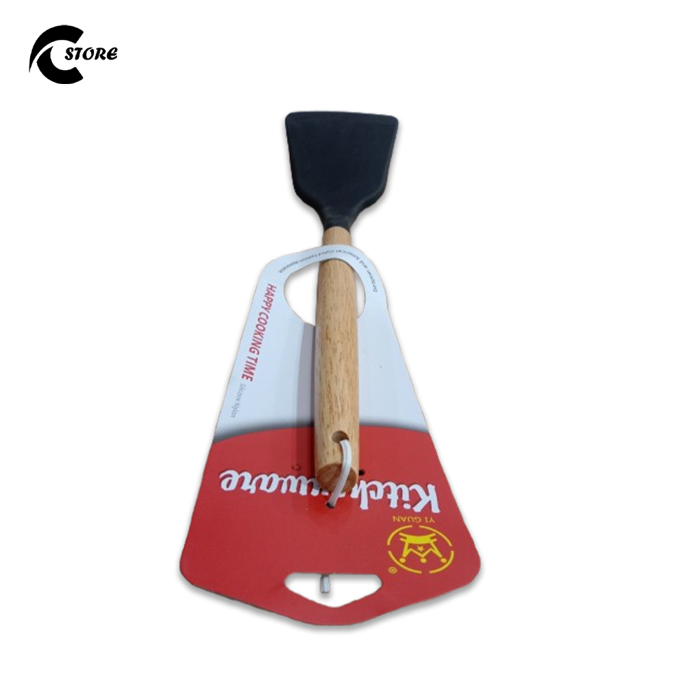 Pack of 3 Silicone Wood Serving Tools | High-Quality Acacia Wooden Handle | Heat-Resistant, Food-Grade BPA-Free Silicone Cooking Spatula