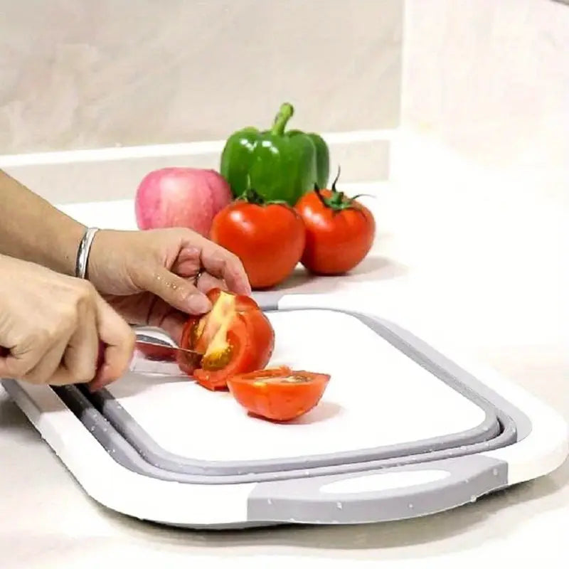 Collapsible Cutting Board &amp; Drain Basket | Multipurpose Chopping Board for Vegetables