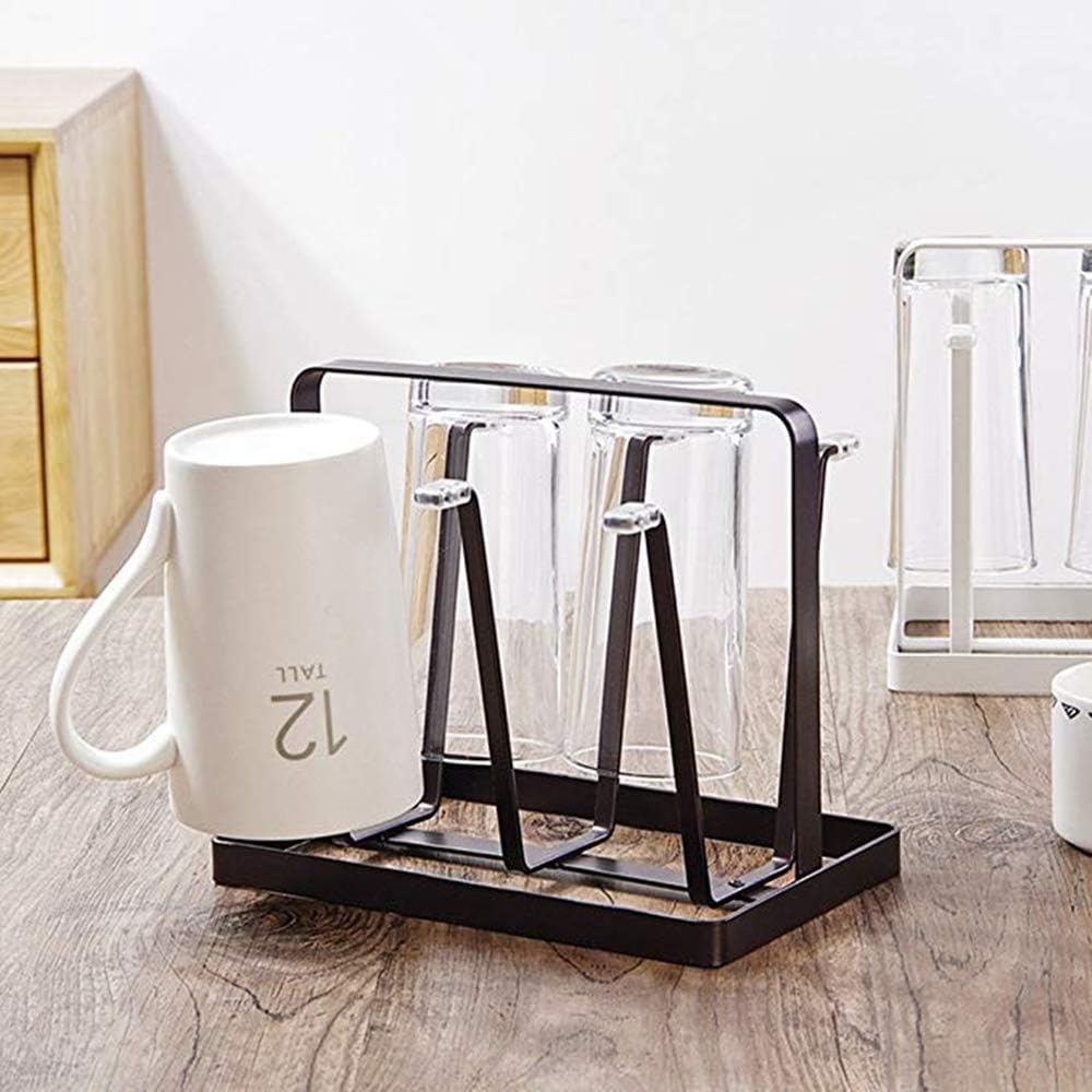 Iron 6 Cups Mug Glass Stand Holder Brown  | Drain Cup Holder | Cup Drying Rack Stand