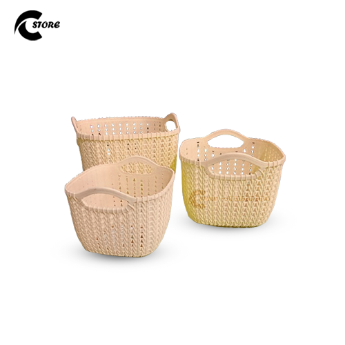 Set of 3 Cherry Baskets | Ideal for Organizing Fruits &amp; Beauty Products | Multipurpose Plastic Storage Organizer for Home &amp; Office