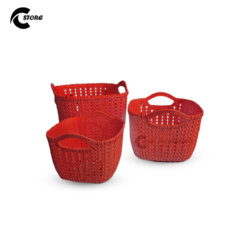 Set of 3 Cherry Baskets | Ideal for Organizing Fruits &amp; Beauty Products | Multipurpose Plastic Storage Organizer for Home &amp; Office