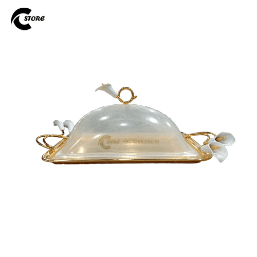 One Piece Dish With Golden Stand | Different Sizes | Luxurious Golden Finish | Elegant Serving Tray for Appetizers, Desserts &amp; More