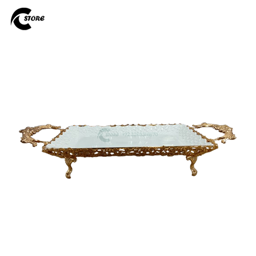 One Piece Dish With Golden Stand | Different Sizes | Luxurious Golden Finish | Elegant Serving Tray for Appetizers, Desserts &amp; More