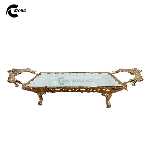 One Piece Dish With Golden Stand | Different Sizes | Luxurious Golden Finish | Elegant Serving Tray for Appetizers, Desserts &amp; More