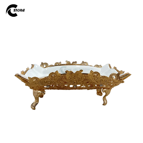 One Piece Dish With Golden Stand | Different Sizes | Luxurious Golden Finish | Elegant Serving Tray for Appetizers, Desserts &amp; More