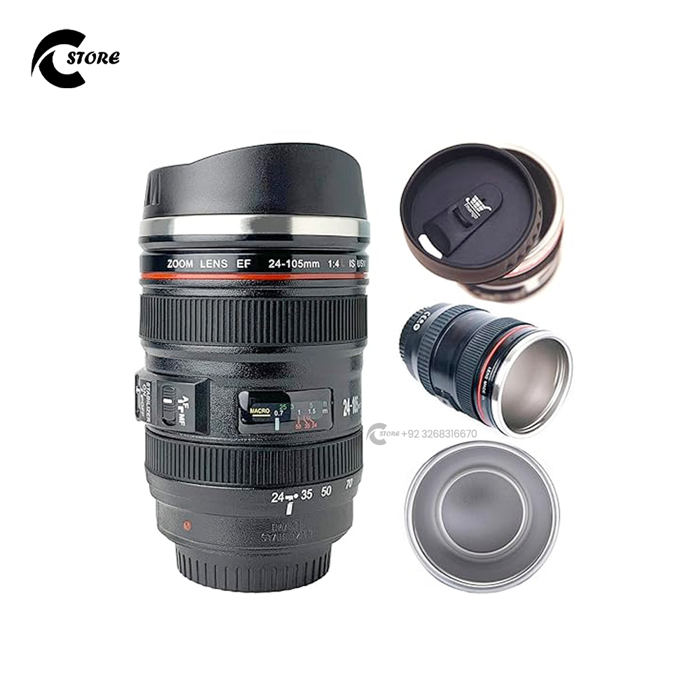 Mug Camera Lens | Stainless Steel Camera Lens Coffee Mug | Unique Thermos for Photography Lovers | Travel, Office & Kitchen Use