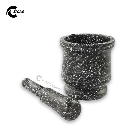 Kondi Danda Black Mortar & Pestle Set | Heavy-Duty Plastic for Grinding Spices & Nuts | Easy to Clean Kitchen Tool
