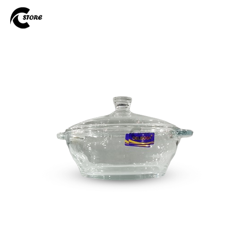 Premium Glass Serving Casserole Bowl With Lid | In Sizes Small, Medium & Large | Elegant Microwave Safe Food Storage & Serving Dish