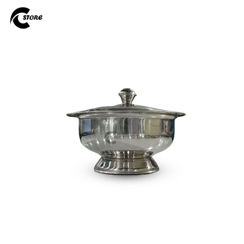 Stainless Steel Donga Set Prime | 3-Piece Serving Bowl Set with Lids | Elegant Abstract Design | Hot & Cold Food Storage Bowls