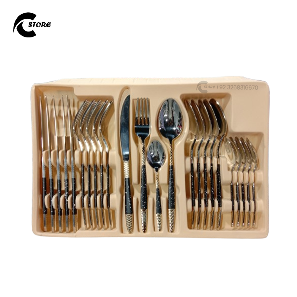 Stainless Steel Cutlery Set 24 Pcs | Mirror Polish Set With Knives, Forks, Spoons & Teaspoons | Rust & Heat Resistant, Ergonomic Grip | Durable Tableware Set for Home, Hotel & Gifting