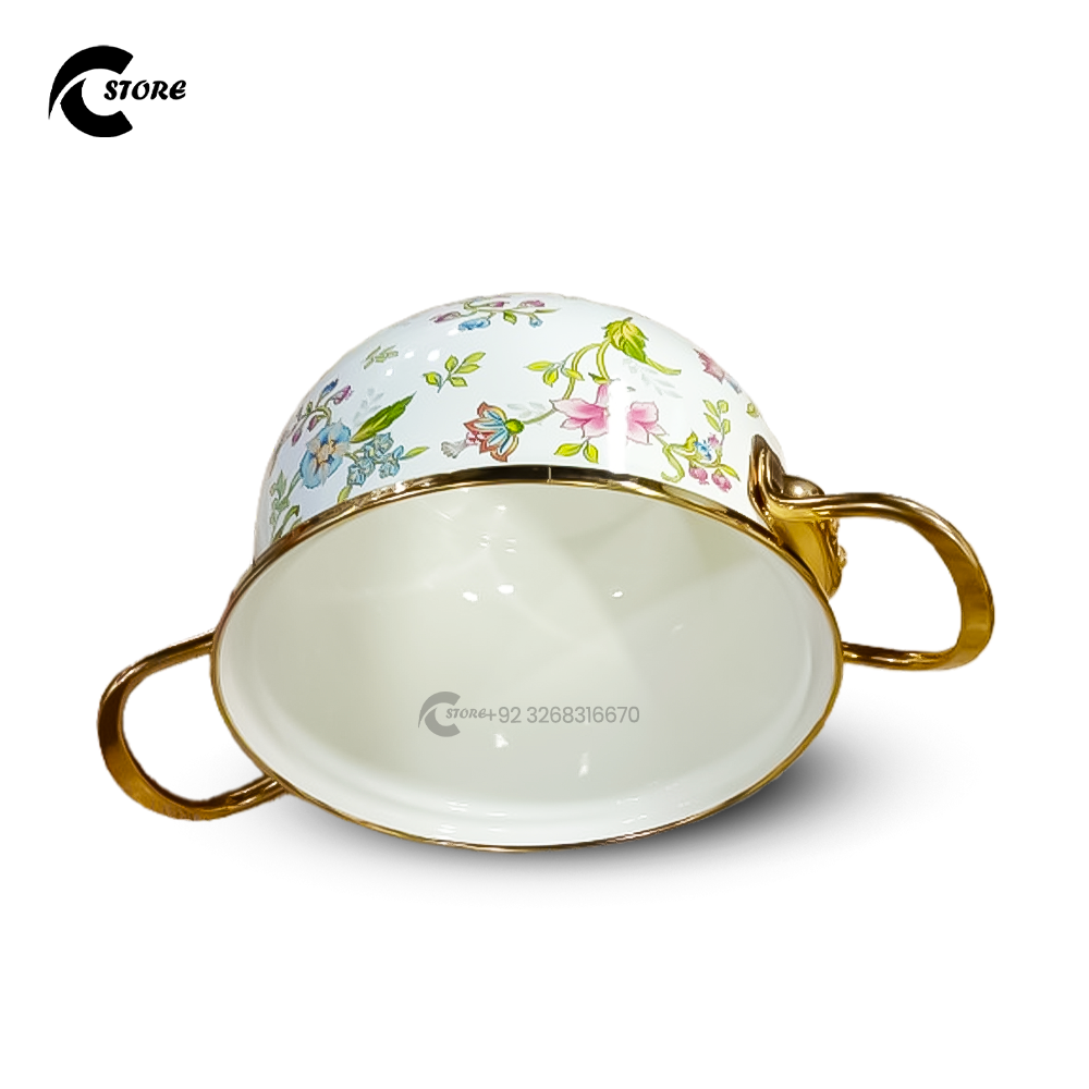 Small Size Fancy Reona Set | With Sizes (20cm, 22cm, 24cm) | 3Pcs Enamel Casserole With Glass Lid | Stainless Steel Serving & Cooking Bowls