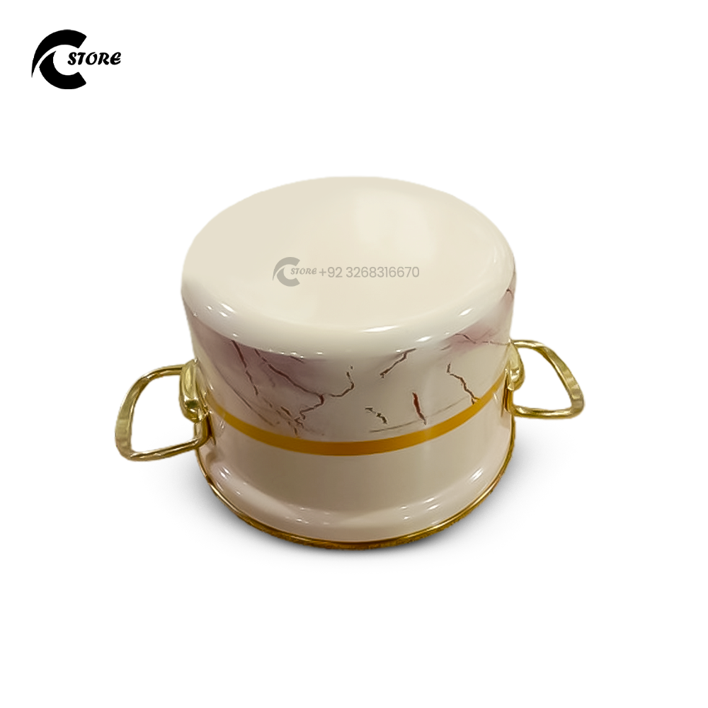 Fancy Reona Set Large | With Sizes (20cm, 22cm, 24cm) | 3Pcs Enamel Casserole With Glass Lid | Stainless Steel Serving & Cooking Bowls