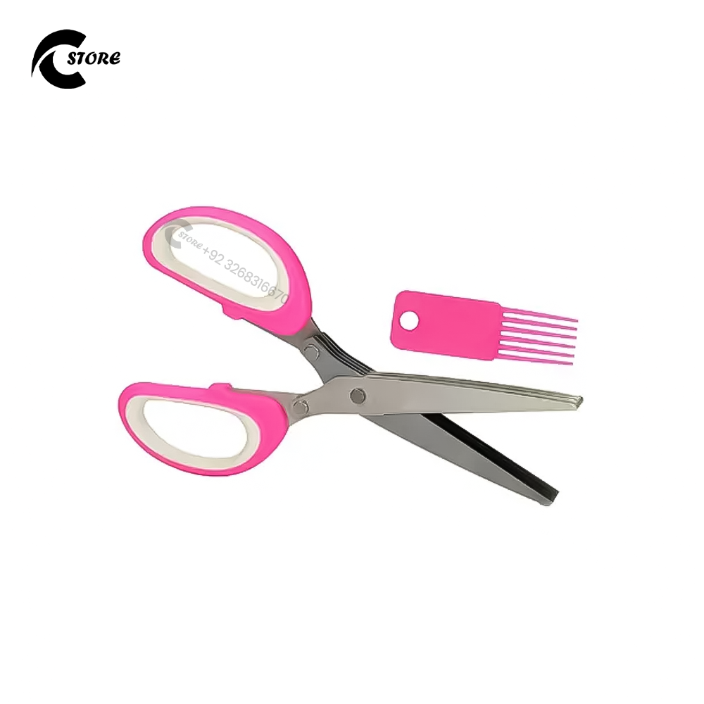 5 Layer Scissors | Multifunctional Stainless Steel Herb Cutting Kitchen Scissors | Salad & Craft Tool