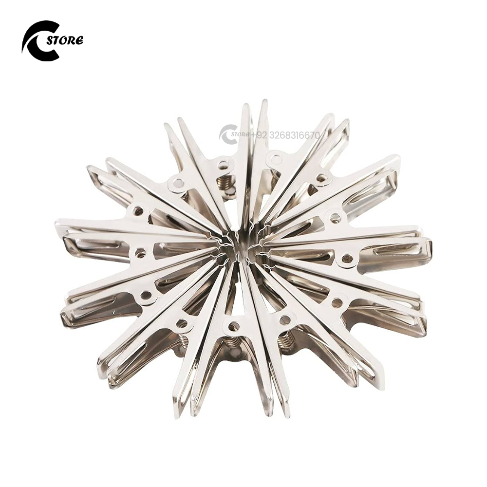 Cloth Catcher Steel | 12 Pcs Stainless Steel Cloth Hanging Clips for Drying & Organizing Clothes