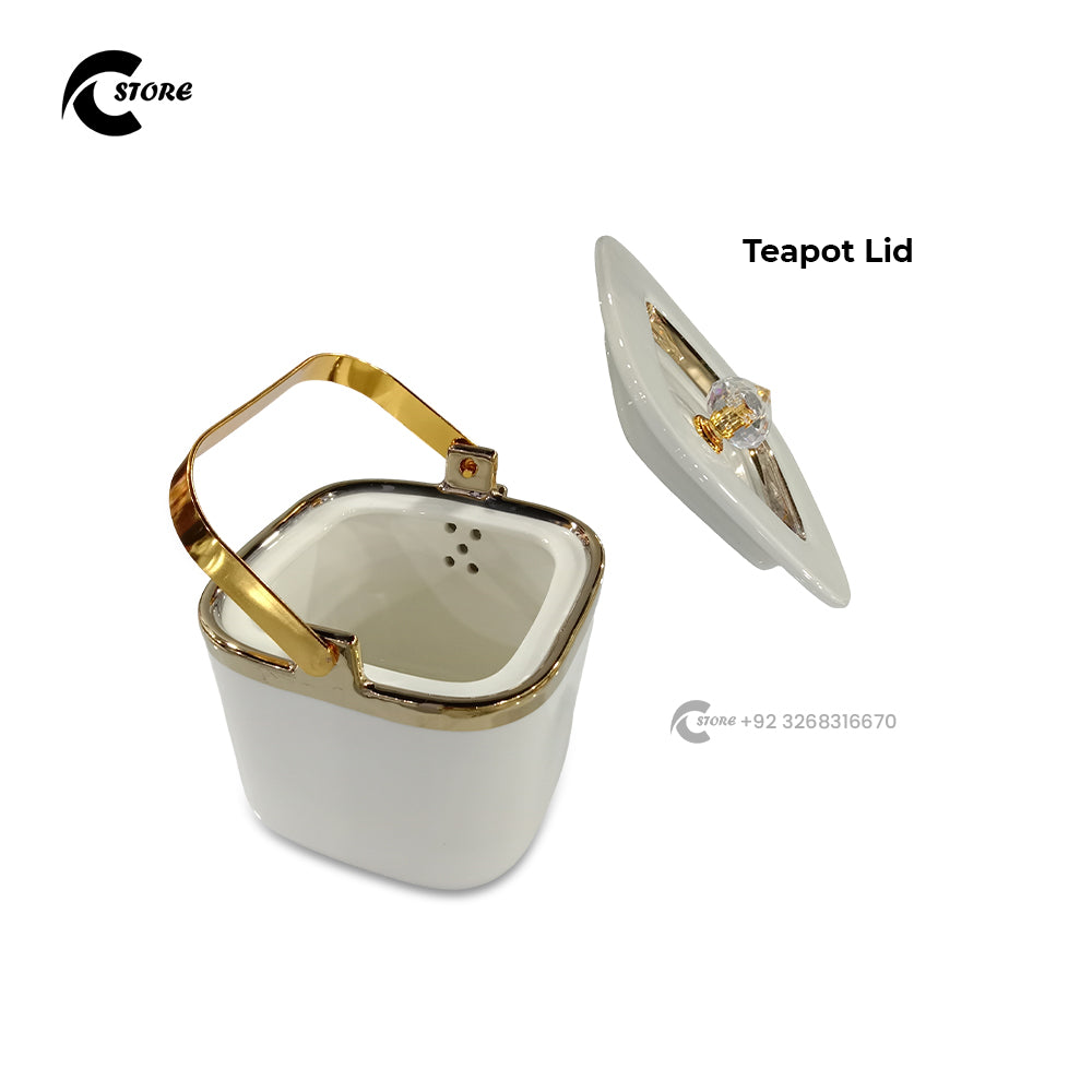 6-Piece Classic Ceramic Tea Set with Teapot, 4 Teacups & Bamboo Tray | Elegant Afternoon Tea Set Gift for Home, Party & Special Occasions