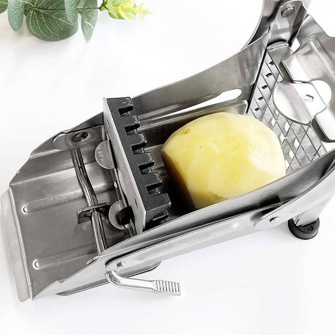French Fry Cutter | Stainless Steel Potato Slicer with Non-Slip Handle &amp; Dual Blades