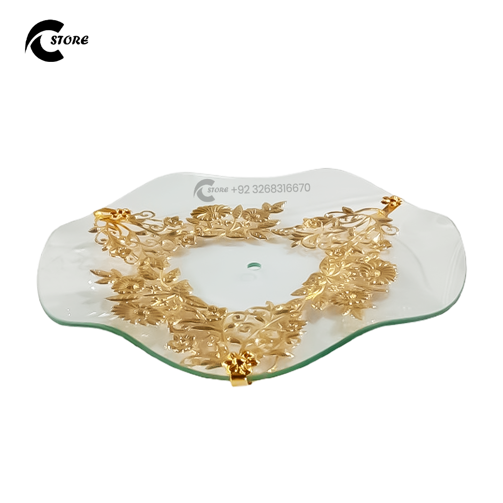 Elegant Two-Tier Gold Serving Stand With Mirrored Trays & Crystal Accents | Luxury Display Platter for Desserts, Candles & Decor