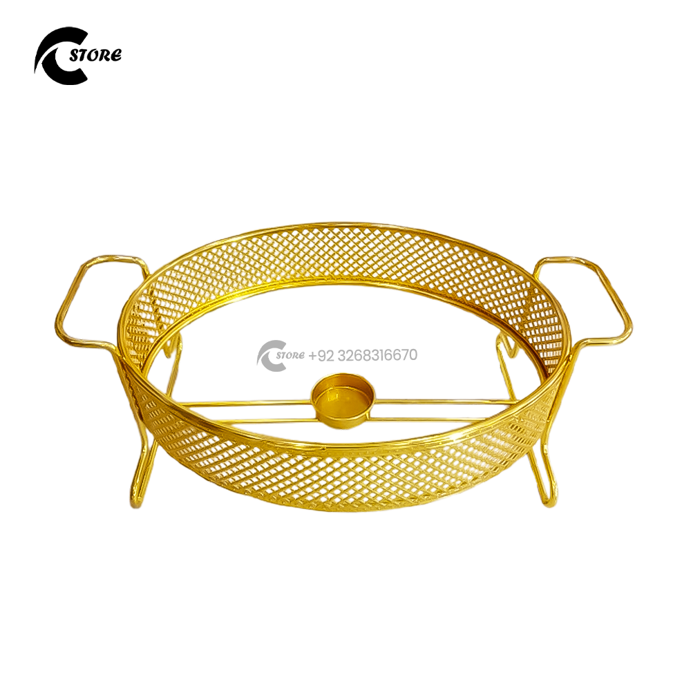 Luxury Gold Ceramic Oval Chafing Dish Buffet Set With Glass Lid & Metal Stand | Eco-Friendly Food Warmer for Weddings & Hotels