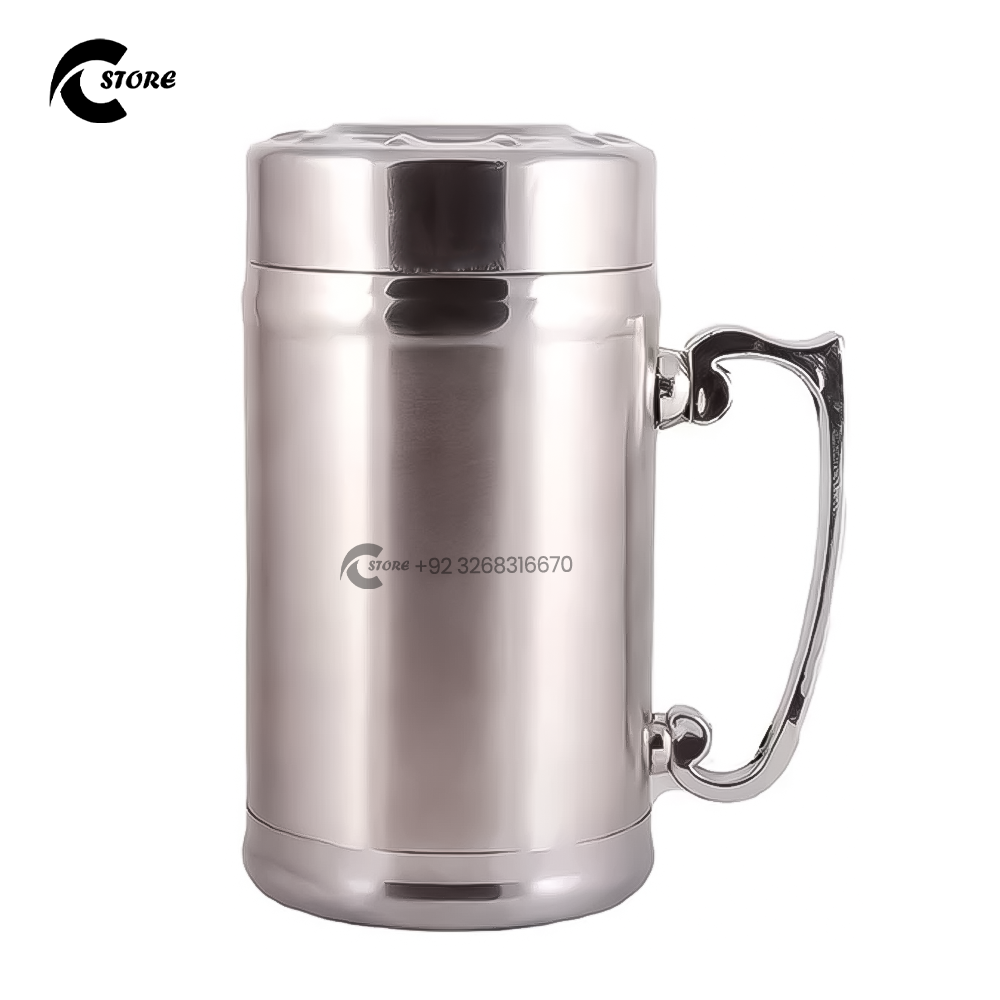 420ml Gentry Stainless Steel Heated Thermos Mug | Double Wall Vacuum Insulated Travel Flask With Lid & Strainer for Coffee &Tea