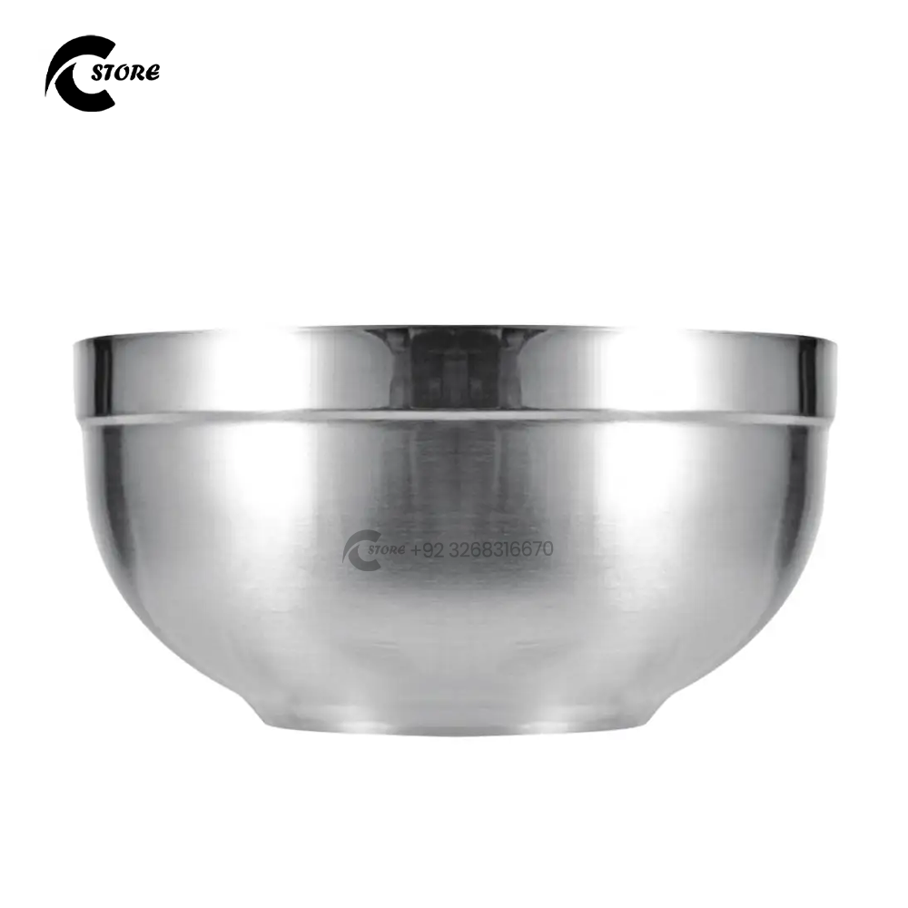 Set of 2 Steel China Medium Stainless Steel Bowl | Double Wall & Dishwasher Safe | Ideal for Rice, Soup, Snacks & Meal Prep