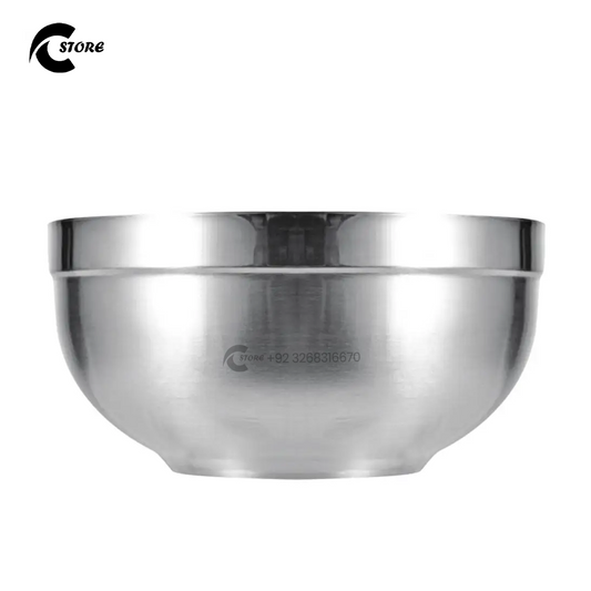 Set of 2 Steel China Medium Stainless Steel Bowl | Double Wall & Dishwasher Safe | Ideal for Rice, Soup, Snacks & Meal Prep