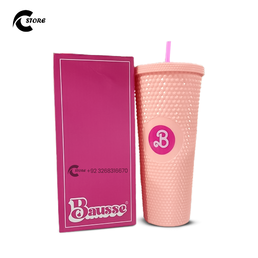 800ml Bausse Barbie Straw Cup | Sparkle Plastic Water Cup with Straw | Double Layer Mug for Hot & Cold Drinks