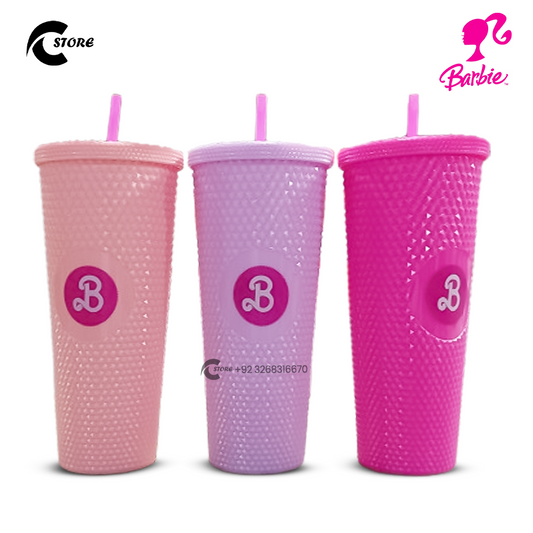 800ml Bausse Barbie Straw Cup | Sparkle Plastic Water Cup with Straw | Double Layer Mug for Hot & Cold Drinks