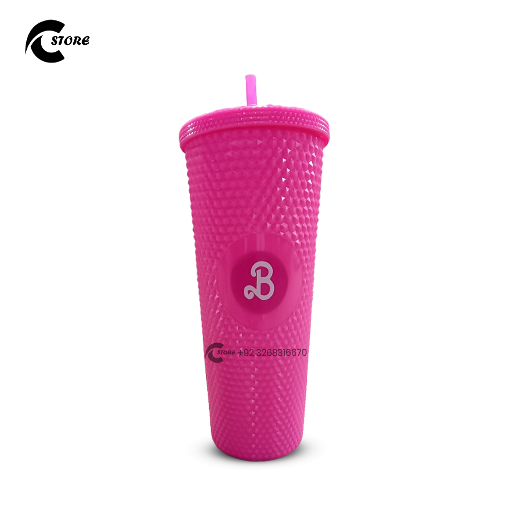 800ml Bausse Barbie Straw Cup | Sparkle Plastic Water Cup with Straw | Double Layer Mug for Hot & Cold Drinks