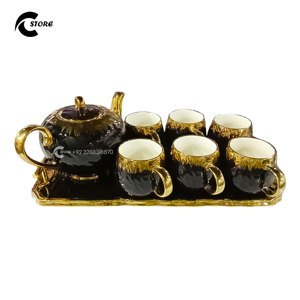 Akura Luxury 8 Piece Porcelain Tea Set | Elegant Ceramic Gift Set With Retro Design for Weddings, Birthdays & Special Occasions