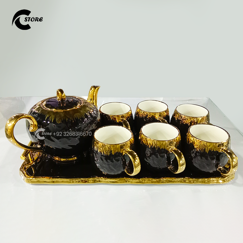 Akura Luxury 8 Piece Porcelain Tea Set | Elegant Ceramic Gift Set With Retro Design for Weddings, Birthdays & Special Occasions