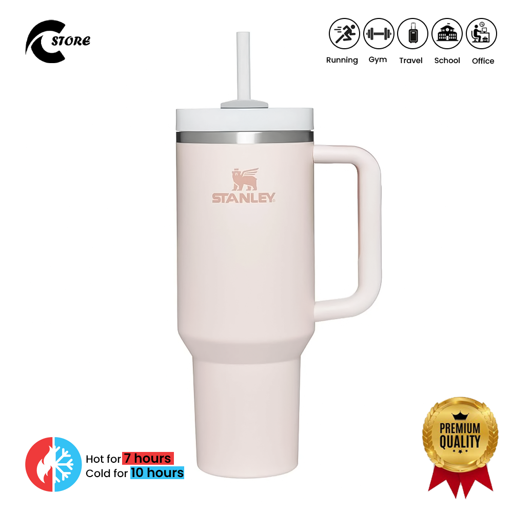 Stainless Steel Stanley Tumbler Cup With Lid & Straw | 40oz Double Wall Vacuum Flask Insulated Cup | Stanley Tumbler | Stanley Quencher
