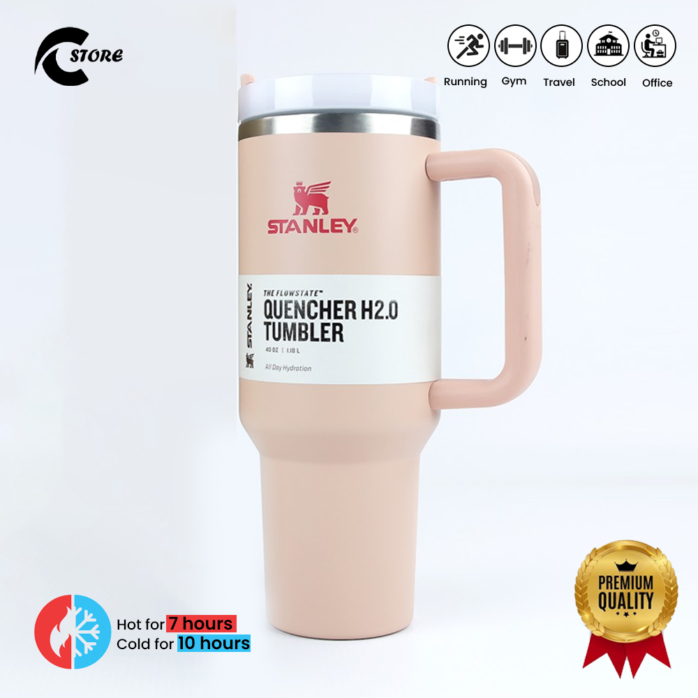 Stainless Steel Stanley Tumbler Cup With Lid & Straw | 40oz Double Wall Vacuum Flask Insulated Cup | Stanley Tumbler | Stanley Quencher
